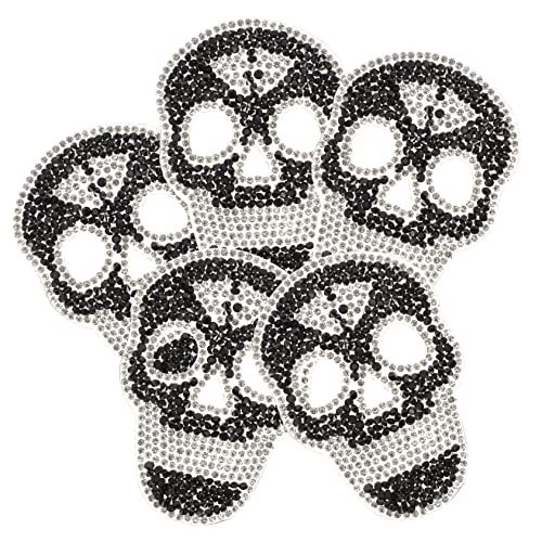 DIYEAH 5 Stück heiße Diamantaufkleber des Schädels Zurück Stoff Kreuzknochen con aufkleber sticker gestickte Aufnäher reparieren Rückenaufnäher für Kleidung Harz Black von DIYEAH