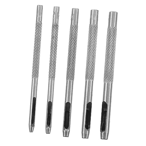 DIYEAH 5-Teiliges Set Lederstanzwerkzeug Grommet Gürtel Schneiden klein industriell Locher Ösenschlag Lochwerkzeug Schlag-Kit Hochleistungs-Lochstanze Stahl Silber von DIYEAH