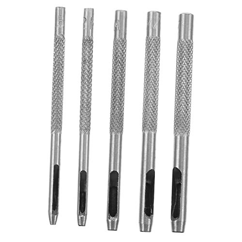 DIYEAH 5-Teiliges Set Lederstanzwerkzeug Gürtel industriell Grommet Locher für Löcher Schneiden Lochwerkzeug kleiner Lochpunsch Ösenschlag Hochleistungs-Lochstanze Schlag-Kit Stahl Silber von DIYEAH
