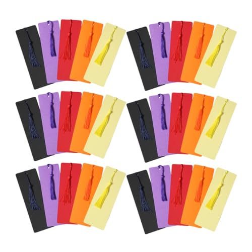 DIYEAH 50 Satz Diy Blanko Lesezeichen mit Bunten Quasten Handgemachtes Papier Lesezeichen Kit für Kreative Projekte Dekorative Etiketten für Schüler und Erwachsene für Kunstaktivitäten von DIYEAH