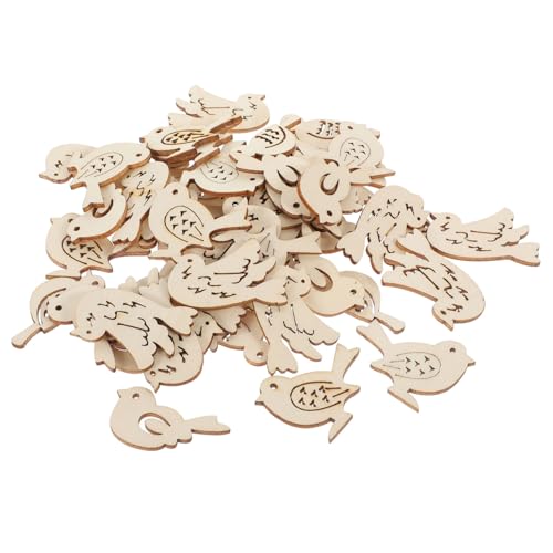 DIYEAH 50 Stück Anhänger zum Bemalen Unfertige Holzscheiben mit Glatter Oberfläche DIY Bastelset für Kreative Wohn Weihnachtsdekoration Handliche Holzvögel für Scrapbooking und von DIYEAH