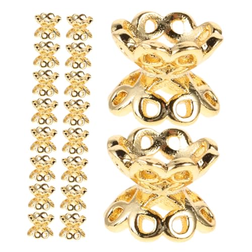 DIYEAH 50 Stück Doppelseitige Hohle Perlenkappen für DIY Schmuck Filigrane Blumen Endkappen Metall Spacer für Armbänder Vielseitige Perlenabschlusskappen Basteln von DIYEAH