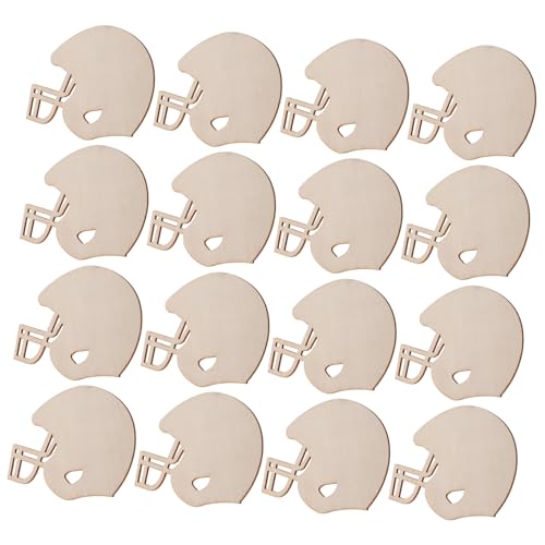 DIYEAH 50 Stück Footballhelm Holzmaleri Basteln Footballhelm Holzausschnitte Unlackierte Holzscheibe Hölzerne Ornamente Blanke Holzscheiben Unlackierte Holzspäne von DIYEAH