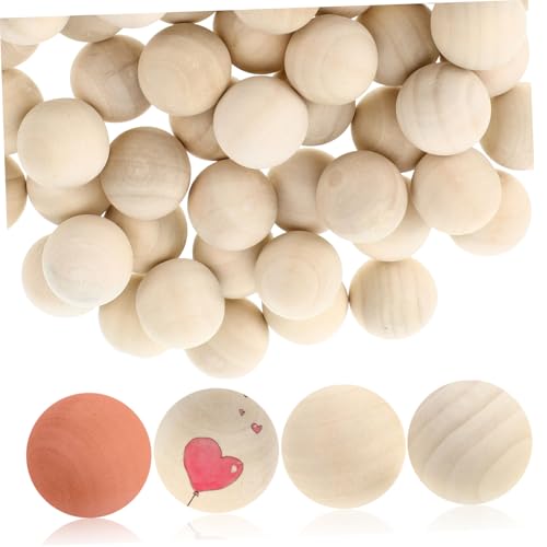 DIYEAH 50 Stück Hemu runder Ball Runde Holzperlen Unlackierte Holzperlen Bastelbedarf Holz Kugeln Holzperlen für Basteln Naturholzkugeln Holzrunden zum Basteln Bastelball Lotusbaum Beige von DIYEAH