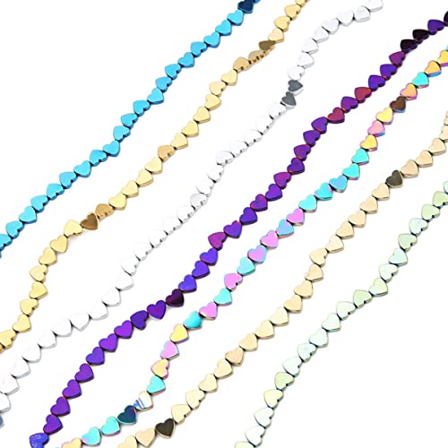 DIYEAH 50 Stück Hollow Heart Perlen Farbig Vergoldete Steinperlen für Diy Schmuckzubehör Armband Halskette Bastelset Kreative Handarbeitsperlen von DIYEAH