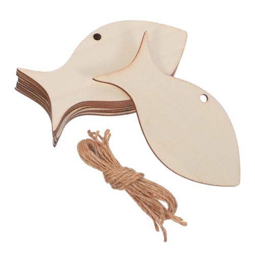 DIYEAH 50 Stück Holz Fischanhänger Roh mit Blanke Holzfische für DIY Basteln und Partydekoration Leichte Küsten Wanddeko mit Natürlichem Charme zum Bemalen und Gestalten von DIYEAH