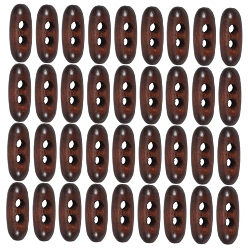 DIYEAH 50 Stück Holzknöpfe Oval mit Löchern Natürliche Struktur Glatte Kanten Dekorative Knebelknöpfe für DIY Mantel Pullover Taschen Hüte Vielseitig zum Annähen von DIYEAH