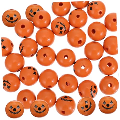 DIYEAH 50 Stück Holzperlen Halloween Kürbis Eimer Eckdekor Halloween Stil Hängender Eimerbesatz Halloween Leckereien Halloween Eimer Mini Runder Kürbis Eimer Quaste Für Draußen von DIYEAH