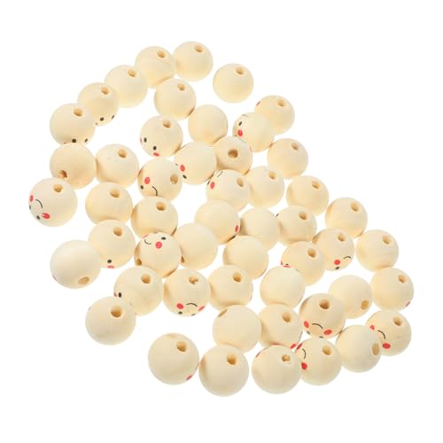 DIYEAH 50 Stück Holzperlen mit Runde Smile Face Diy Schmuckperlen Natürliche Holzperlen für Armband und Halskettenherstellung Unvollendete von DIYEAH