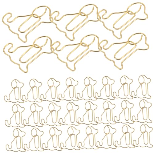 DIYEAH 50 Stück Kreative Büroklammern Form von Sitzenden Hunden Goldene Metall Paperclips für Notizen Fotos und Dokumente Büro und Schule von DIYEAH