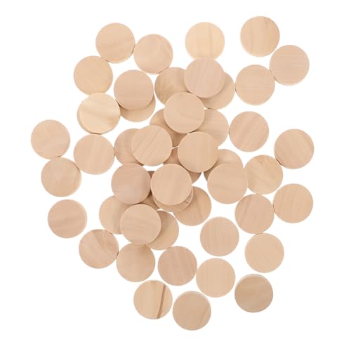 DIYEAH 50 Stück Massivholzscheiben Holzscheiben dekorieren Unbehandelte Holzscheiben Kunsthandwerk Holz Holzscheiben Set Holzmünzen Runde Holzscheiben zum Basteln Holzzeichen Light Brown von DIYEAH