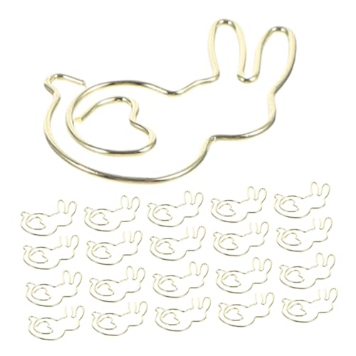 DIYEAH 50 Stück Niedliche Büroklammern in Hasenform aus Metall Goldfarbene Rabbit Paper Clips als Dekorative Lesezeichen für Büro Schule Notizen Dateien und Journaling von DIYEAH