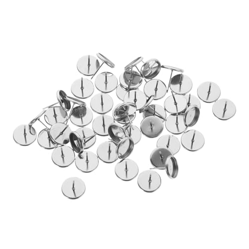 DIYEAH 50 Stück Ohrringbasis Ohrsteckerbefunde Ohrring -Post finden Schlüssel Tablett Ohrstecker für die Schmuckherstellung Lünettenfach Schmuck leer Edelstahl 304 Silver von DIYEAH