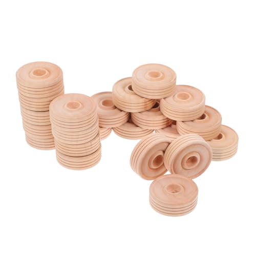 DIYEAH 50 Stück Runde Holzräder für Diy Spielzeugzubehör Bastelbedarf für Kreative Projekte Hochwertigem Holz Gefertigt für Verschiedene Bastelarbeiten von DIYEAH