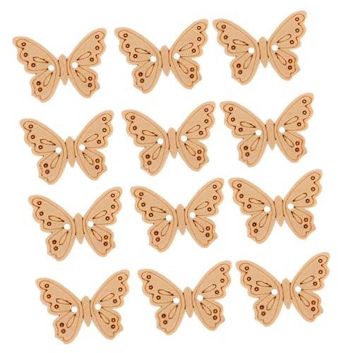 DIYEAH 50 Stück Schmetterling Holzknöpfe Langlebige Zwei Holzknebel für Kleidung Diy Bastelprojekte Puppen Hüte Taschen Glatte Kanten Vielseitige Dekoration von DIYEAH