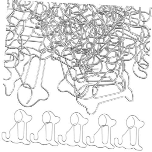 DIYEAH 50 Stück Süße Hund Büroklammern Kreative Metallpapierclips für Dokumente Notizen und Bürobedarf Dekorative Lesezeichen für Büro und Schule Silberfarben von DIYEAH