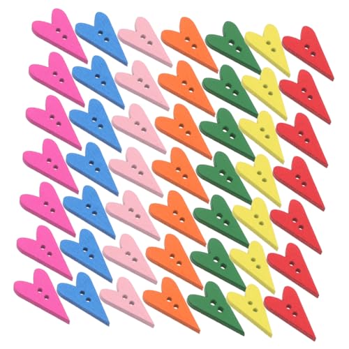 DIYEAH 500 Stück Bunte Holzknöpfe Herzform Holzknöpfe für Diy Basteln Kleidung Dekoration Handgefertigt Natürliche Textur Langlebig von DIYEAH