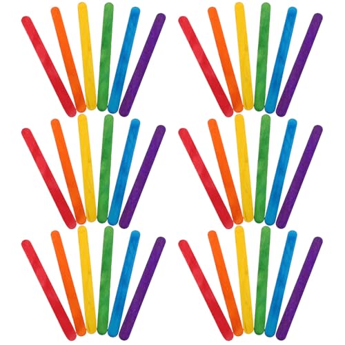 DIYEAH 500 Stück farbige Jumbo-Bastelstäbchen aus Holz – Regenbogen-Eisstiele aus Holz für kreative Designs oder pädagogische Heimkunstprojekte für Kinder von DIYEAH