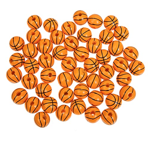 DIYEAH 50Stücke Basketball Holzperlen Druckperlen für DIY Schmuckherstellung Glatte Oberfläche Multifunktionale Bastelperlen für Armbänder Handwerksbedarf von DIYEAH