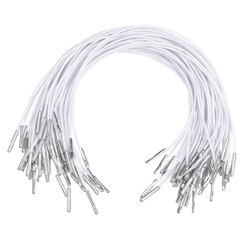 DIYEAH 50Stücke Elastische Stacheldrahtkordeln mit Metall Widerhaken Dehnbare Schlaufen für DIY Projekte zum Befestigen von Objekten und Basteln Weiß von DIYEAH