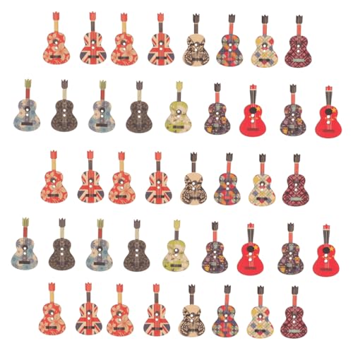 DIYEAH 50Stücke Gitarrenförmige Holzknöpfe im Retro Stil für DIY Bastelprojekte Dekorative Knöpfe für Kleidung Mäntel und Jacken für Designs von DIYEAH