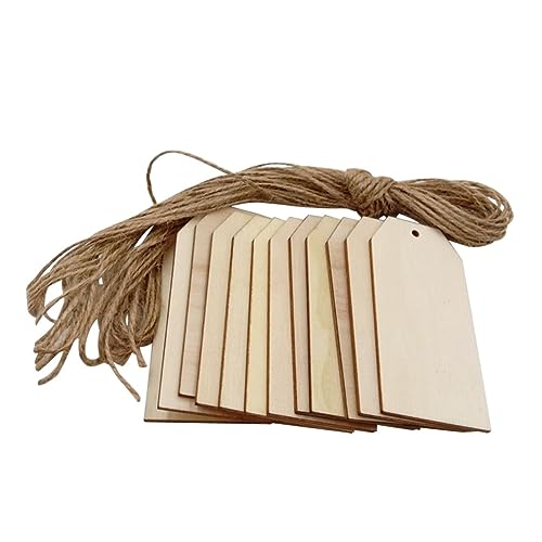 DIYEAH 50Stücke Holzschmuck Große Quadratische Tags Natürliche Holzplatten Mit Leinenseil Für Geschenkanhänger Tischdekoration Und DIY Bastelprojekte von DIYEAH