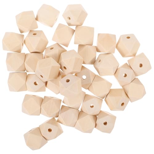 DIYEAH 50Stücke Unbemalte Holzperlen Octagon Geometrische DIY Zubehör Natürliche Unvollendete Holzperlen für Bastelarbeiten für Schmuckherstellung und Projekte von DIYEAH