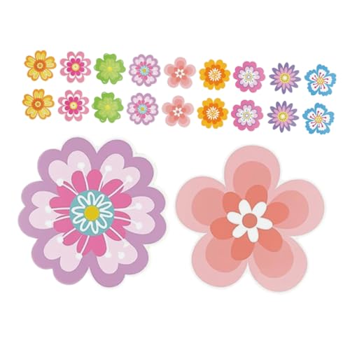 DIYEAH 54 Stück Blume doppelseitiger Karton farbenfrohe kleine Blumenausschnitte Papier Blumen für Bulletin -Brett Schulbulletin -Brettdekorationen Bunte Blumenausschnitte Papierstau von DIYEAH