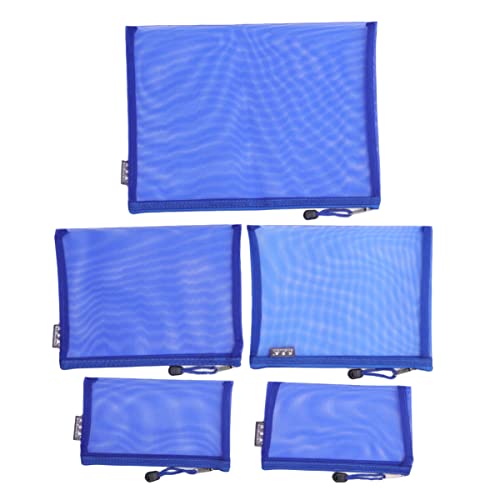 DIYEAH 5Stücke Teiliges Blaues Tragbares Mesh Dokumententaschen mit Reißverschluss und Aktenordner für Büro und Schule Langlebig und Praktisch von DIYEAH
