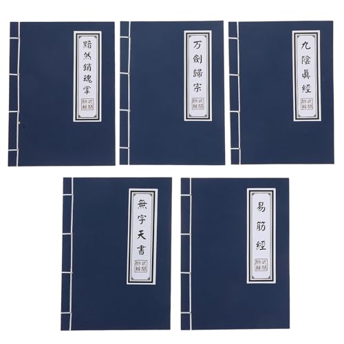DIYEAH 5er-Set Vintage Chinesische Notizbücher: Unlinierte Wulin-Skripte für Kampfkünste – Memohefte für Cosplay oder Alltagsschutz von DIYEAH
