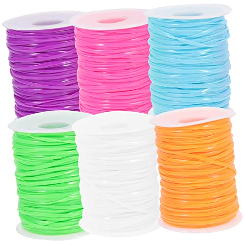 DIYEAH 6 Rollen PVC Lanyard Schnur Bunte DIY Bastelschnur für Armbänder Schlüsselanhänger und Dekoration Yards Teilig Grün Gelb Lila Rosa von DIYEAH