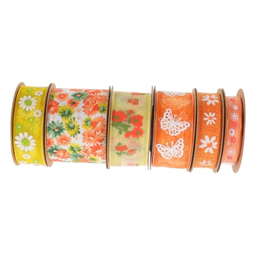 DIYEAH 6 Rollen Polyester Stoffband mit Zweifarbigem Blumenmuster Schnittfestes Zierband für DIY Basteln Geschenkverpackung Haaraccessoires Festival dekoration DIYEAH 6 Rollen Polyester Stoffband mit Zweifarbigem Blumenmuster Schnittfestes Zierband für DIY Basteln Geschenkverpackung Haaraccessoires Festival dekoration von DIYEAH