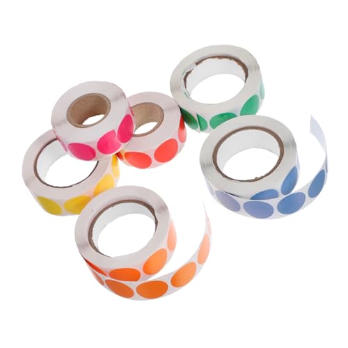 DIYEAH 6 Rollen Punktaufkleber Klebstoff farbig bunt Kreis Klassifizierungsaufkleber klebepunkte Aufkleber für Siegeletiketten Aufkleberpapier Aufkleber aus beschichtetem Papier von DIYEAH
