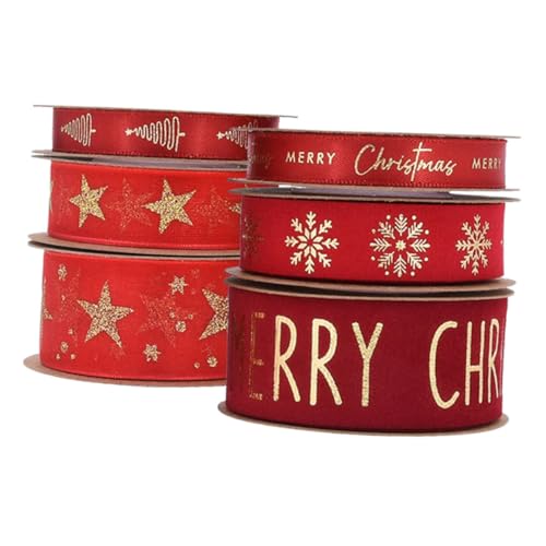 DIYEAH 6 Rollen Rotes Glitter Organza Band mit Goldfarbenen Akzenten Breit Flexibles Stoffband für Weihnachtsgeschenke Diy Basteln Blumensträuße und Festliche Dekorationen DIYEAH 6 Rollen Rotes Glitter Organza Band mit Goldfarbenen Akzenten Breit Flexibles Stoffband für Weihnachtsgeschenke Diy Basteln Blumensträuße und Festliche Dekorationen von DIYEAH