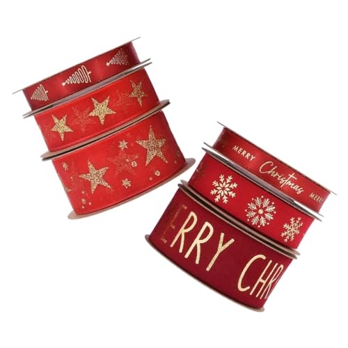 DIYEAH 6 Rollen Rotes Weihnachtsband mit Goldfolie und Glitzer Mesh Breites Organza Geschenkband für Festliche Geschenkverpackung Baumdekoration Diy Basteln zu Weihnachten und Feiertagen DIYEAH 6 Rollen Rotes Weihnachtsband mit Goldfolie und Glitzer Mesh Breites Organza Geschenkband für Festliche Geschenkverpackung Baumdekoration Diy Basteln zu Weihnachten und Feiertagen von DIYEAH