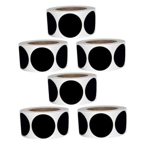 DIYEAH 6 Rollen Schwarze Wasserdichte PVC Aufkleber Beschreibbare Selbstklebende Runde Etiketten für Küche Büro Vorratsbehälter und Lagerung Vielseitige Codierungs und Namensetiketten von DIYEAH