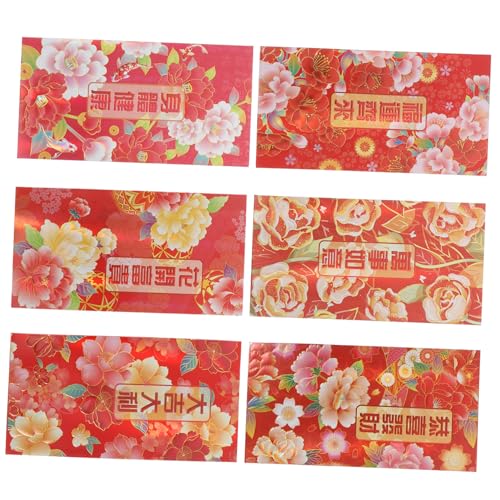 DIYEAH 6 Stück Bargeldumschlag Chinesisches Neujahr Rotes Umschläge Chinesische Neujahrsumschläge Rote Pakete Roter Umschlag Geldumschläge Für Bargeld Rotes Paket Papier von DIYEAH
