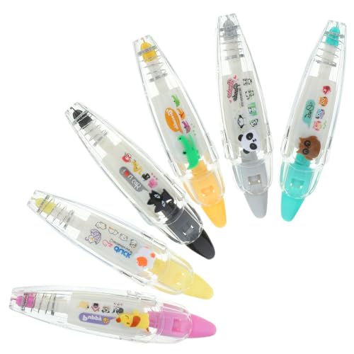 DIYEAH 6 Stück Cartoon Druckband Korrekturband mit Tiermotiven pro Dekoratives Klebeband für Scrapbooking Journaling und Bastelprojekte von DIYEAH