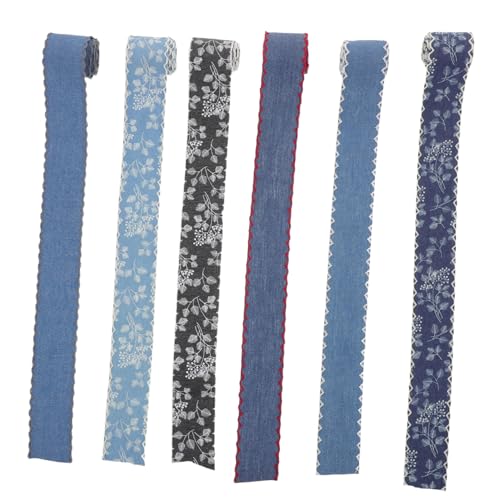 DIYEAH 6 Stück Denim Stoffbesatz Jeansblaues Band Denim Stoffband Schwarzes Band Spitzenschleifenbänder Spitzenband Natürliche Spitze Gewebter DIYEAH 6 Stück Denim Stoffbesatz Jeansblaues Band Denim Stoffband Schwarzes Band Spitzenschleifenbänder Spitzenband Natürliche Spitze Gewebter von DIYEAH