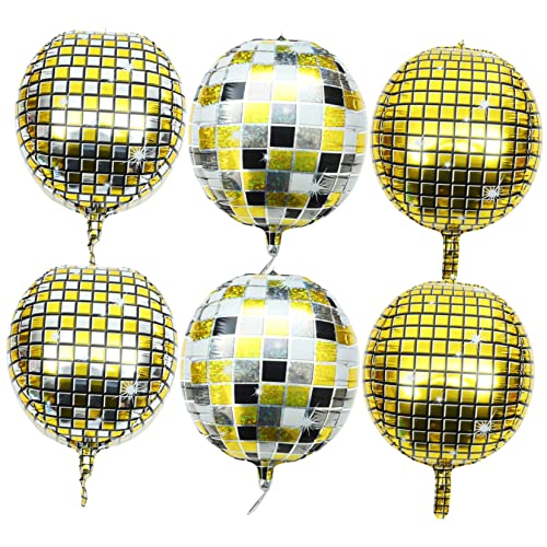 DIYEAH 6 Stück Disco -Balldekorationen Helium große Disco-Ballons Blau Party hochzeitsdeko spielabend Foto -Requisiten aufblasbare Discokugel Aluminiumfolie von DIYEAH