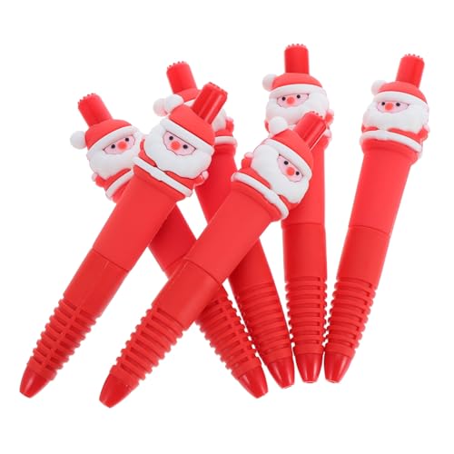 DIYEAH 6 Stück Einziehbare Kugelschreiber mit Santa Design Schwarze für Schüler Feiertagsgebrauch und Kreative Schreibprojekte als Weihnachtsgeschenk von DIYEAH