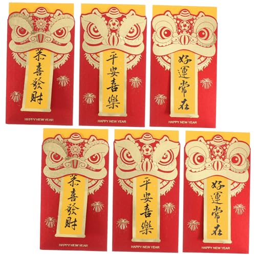 DIYEAH 6 Stück Glitzerrote Umschläge für Geldgeschenke Traditionelle Chinesische Neujahr Umschläge Vielseitige Karten und Geldhalter für Hochzeiten von DIYEAH