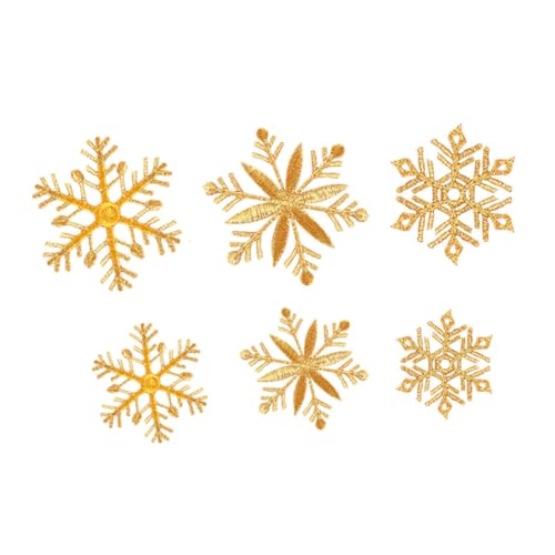 DIYEAH 6 Stück Goldene Schneeflocken Applikationen Diy Stickerei Patches für Weihnachten Bügelbare Flicken für Kleidung Schuhe und Accessoires Langlebig und Vielseitig Einsetzbar von DIYEAH