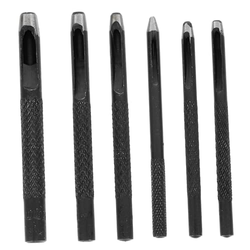 DIYEAH 6 Stück Gürtelschlag Taille Werkzeug Loch Professional Puncher Schnalle Schläge Hole Punch Tool Stahl Schwarz von DIYEAH