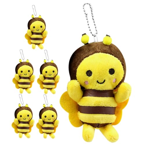 DIYEAH 6 Stück Kleine Plüsch Bienen Schlüsselanhänger Weich und Kuschelig als Taschenanhänger Geschenkidee für Geburtstagsdeko und Glücksbringer Zubehör für Familie und Bekannte von DIYEAH