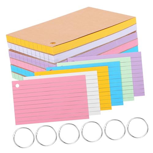 DIYEAH 6 Stück Loseblatt-Kreisbuch Langlebige Indexkarten Memo-Schreibkarten Kleine Karteikarten farbige Karteikarten gebunden gefüttert gestanzt für Lernkarten Karteikarten farbig Papier von DIYEAH