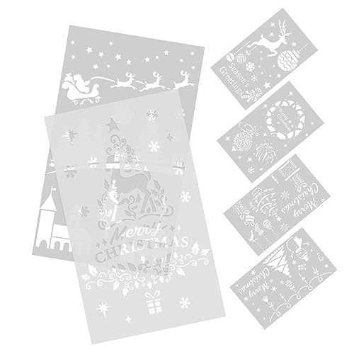 DIYEAH 6 Stück Malschablonen Dekorationen Basteln Wiederverwendbare Türschablonen Auflistung Weihnachten Große Aufkleber Baum Sprühschablonen Vorlagen Weihnachtsfenster von DIYEAH
