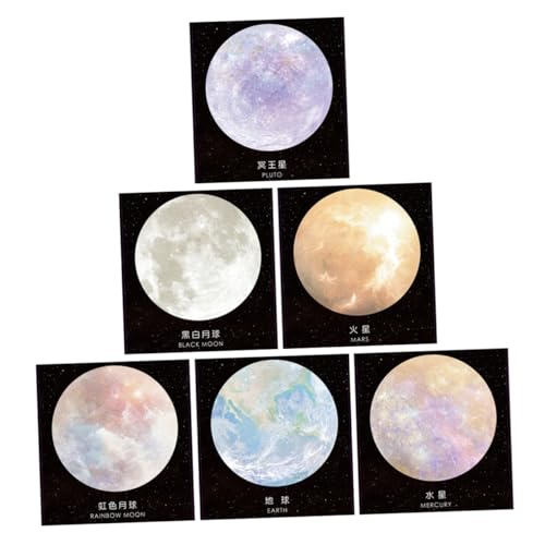 DIYEAH 6 Stück Planet-Haftnotizen bürobedarf Mondkratzen Platz für das Mauspad Planeten-Aufkleber -Aufkleber Zurück zum Schulraumthema Mauspad rund Mondaufkleber Papier DIYEAH 6 Stück Planet-Haftnotizen bürobedarf Mondkratzen Platz für das Mauspad Planeten-Aufkleber -Aufkleber Zurück zum Schulraumthema Mauspad rund Mondaufkleber Papier von DIYEAH