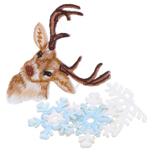 DIYEAH 6 Stück Teiliges Goldbestickte Schneeflocken Patches mit Rentier Bügelapplikationen für Winter-weihnachtsdekoration für Kleidung Rucksäcke Hüte und Diy-projekte von DIYEAH