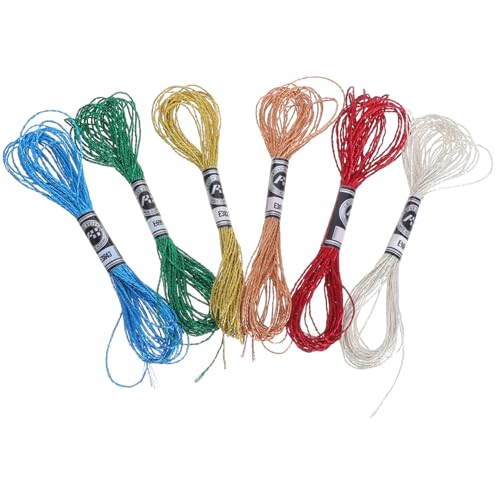 DIYEAH 6 Stück Teiliges Metallic Stickgarn Polyester Handstickfaden mit Glitzereffekt Mehrfarbiges Stickmaterial für Kreuzstich Handstickerei und Armbandherstellung Vielseitig für DIY von DIYEAH